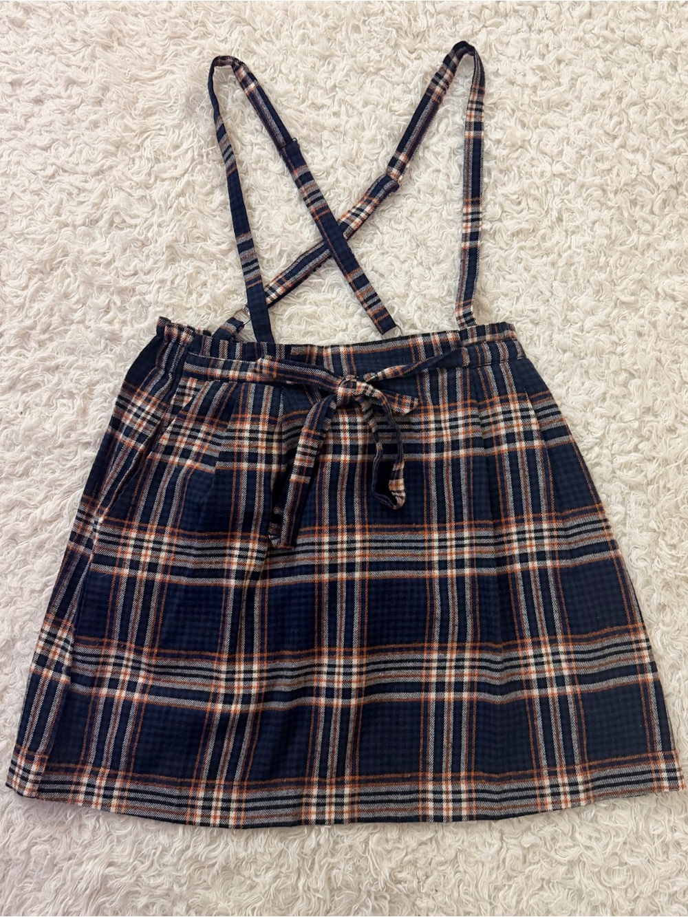 Lush “Pretty in Plaid" Suspender Mini Skirt In Navy Blue Plaid Size M - NWOT